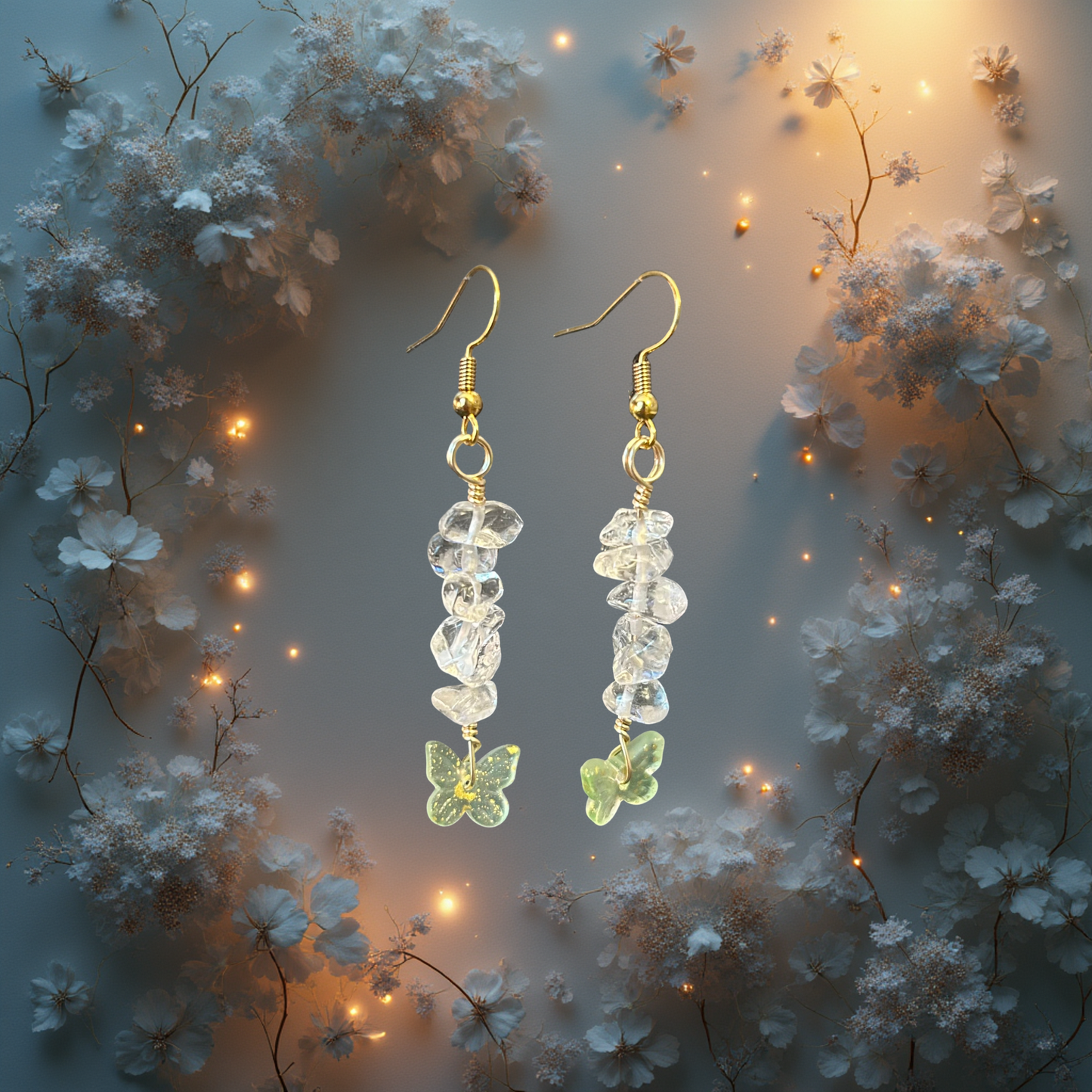 Clear Quartz Butterfly Earrings