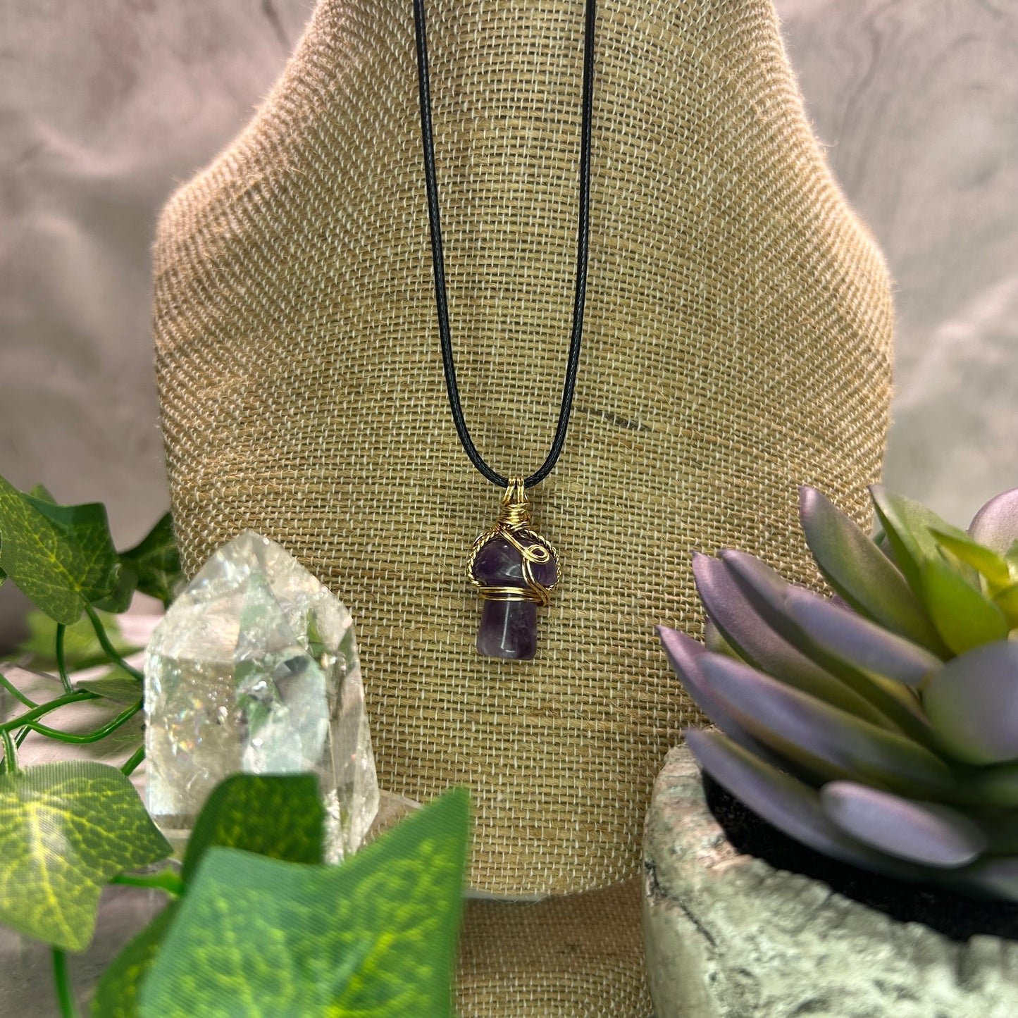 Amethyst Mini Mushroom Necklace