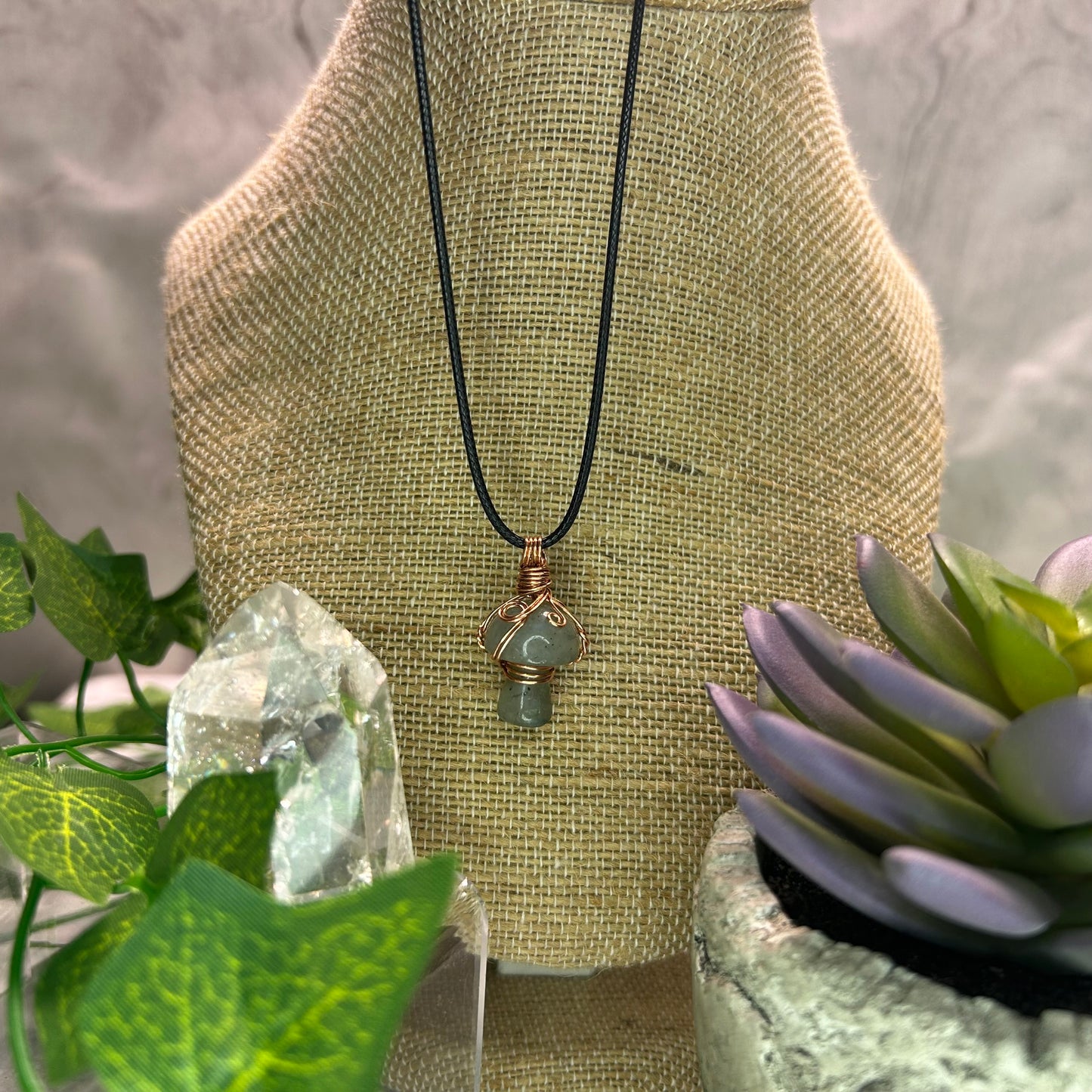 Labradorite Mini Mushroom Necklace