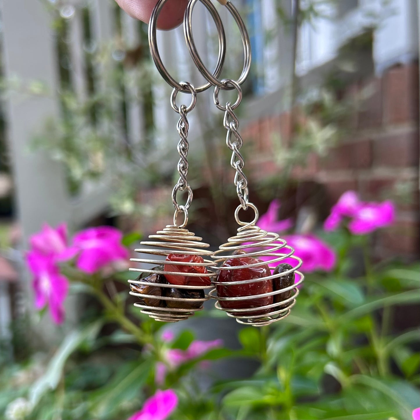 Positivity Keychain - Red Jasper & Tiger's Eye