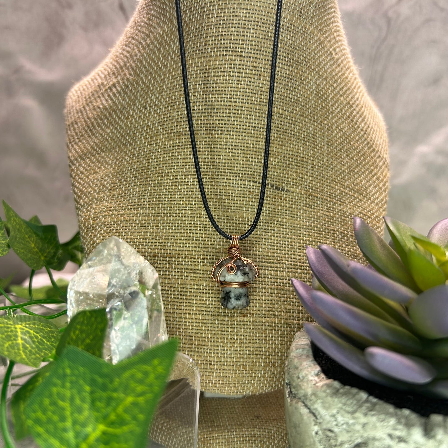 Rainbow Moonstone Mini Mushroom Necklace