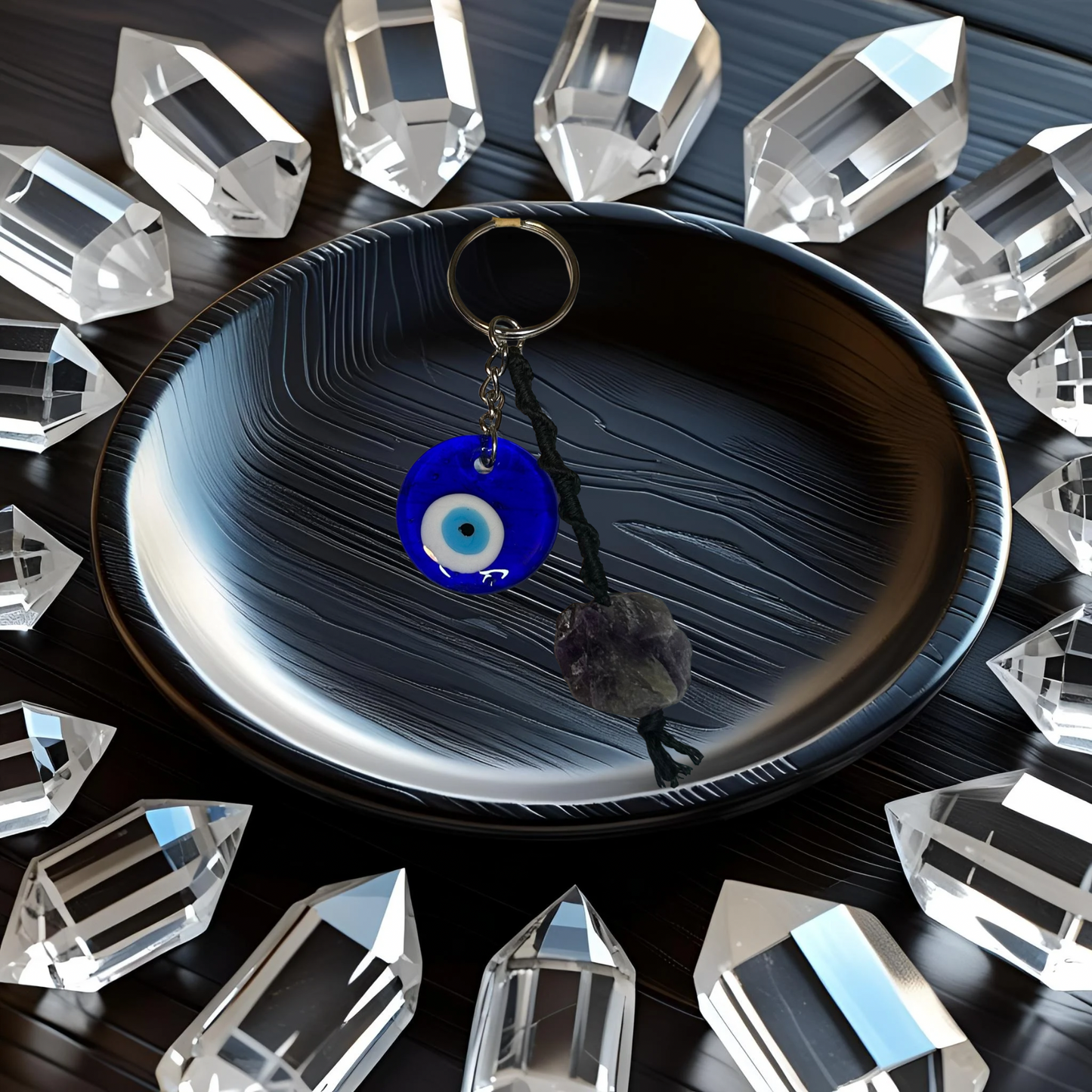 Evil Eye Keychain w/ Amethyst