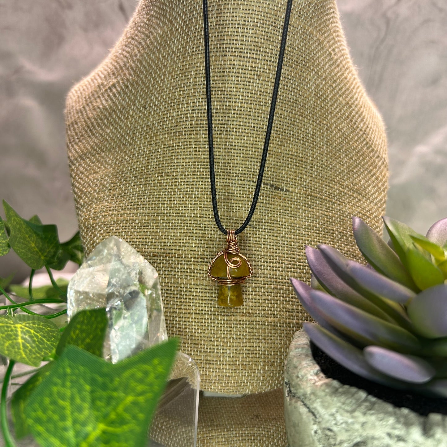 Yellow Jasper Mini Mushroom Necklace