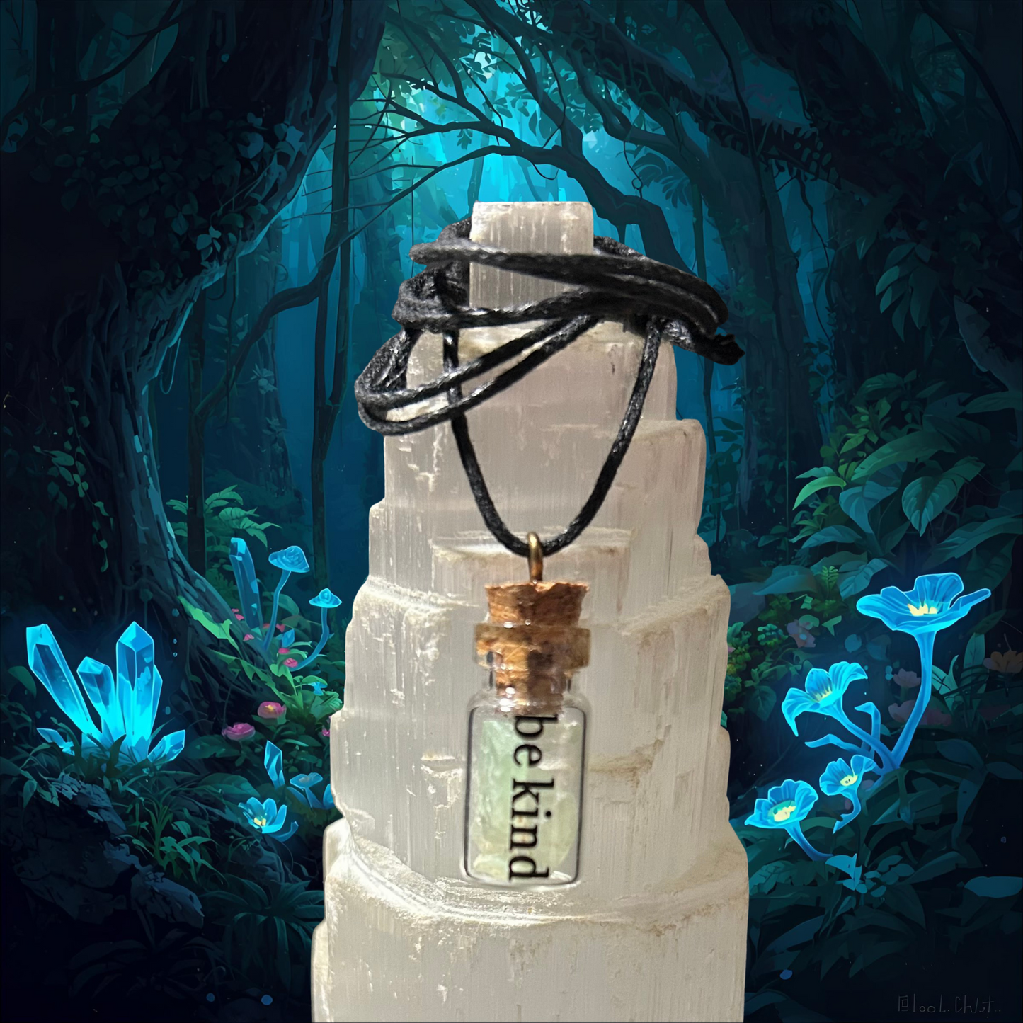 Green Fluorite Crystal Jar Necklace