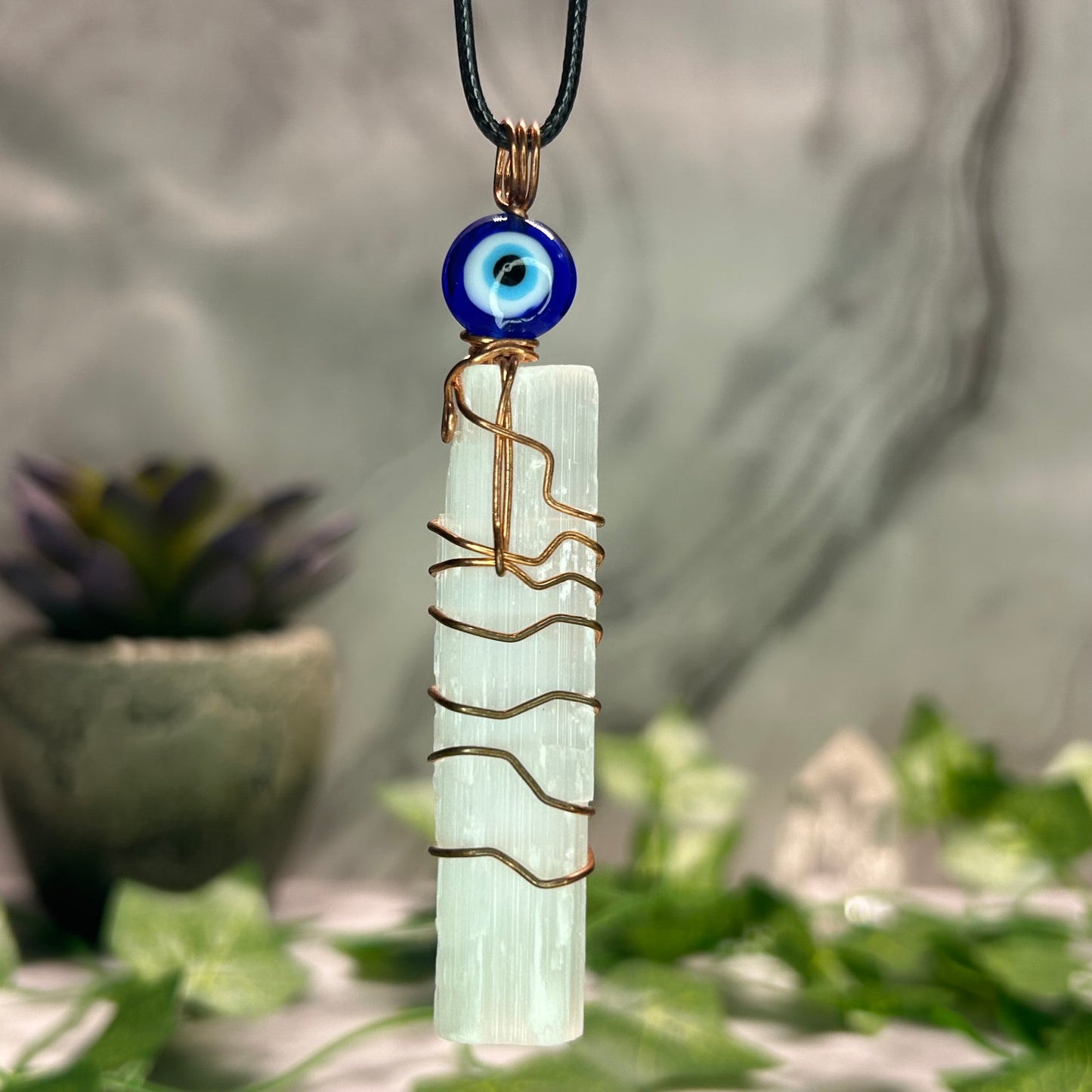 Selenite Evil Eye Necklace