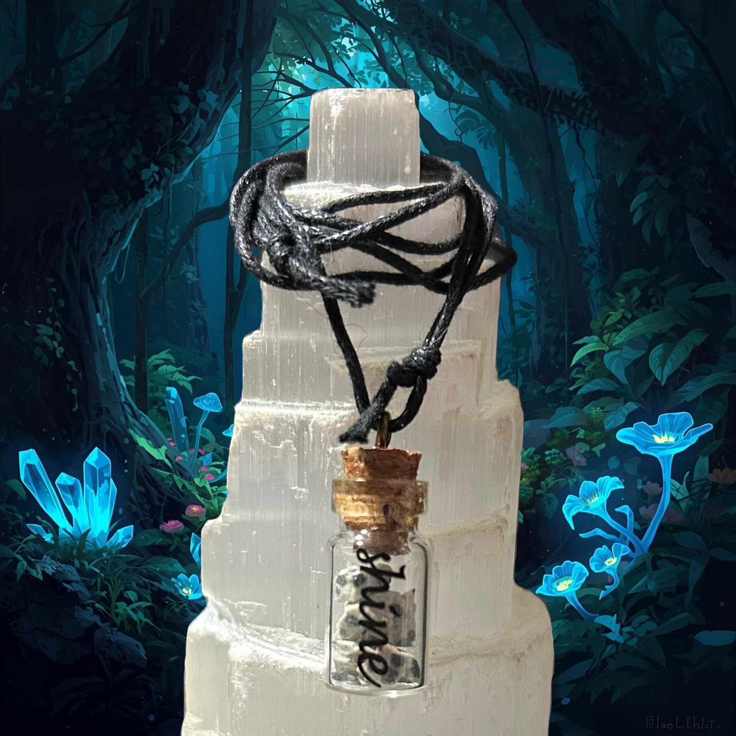 Dalmatian Jasper Crystal Jar Necklace