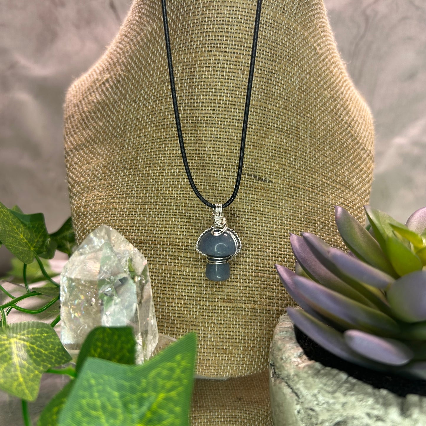 Blue Aventurine Mini Mushroom Necklace