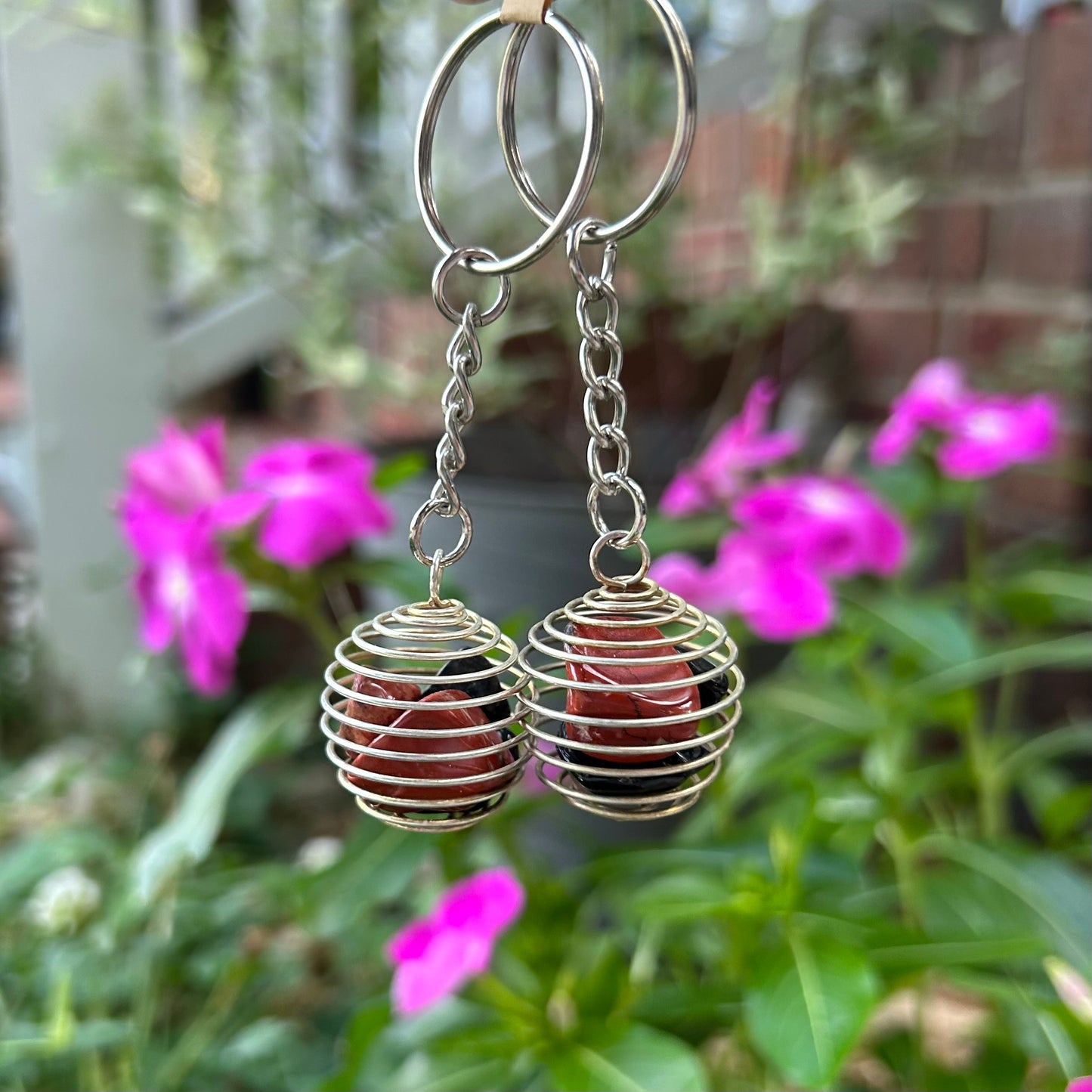 Grounding Keychain - Black Obsidian & Red Jasper