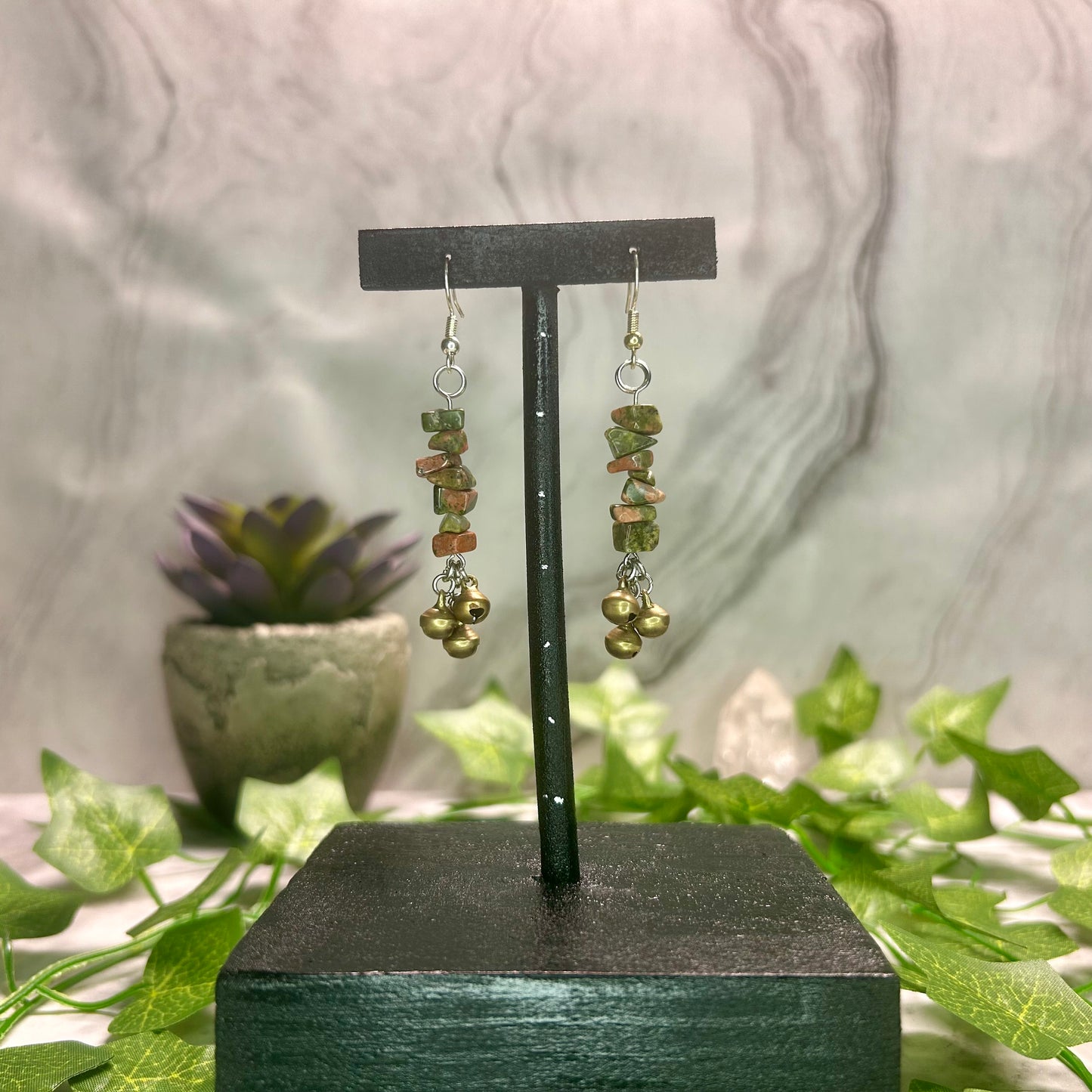 Unakite Spirit Bell Earrings