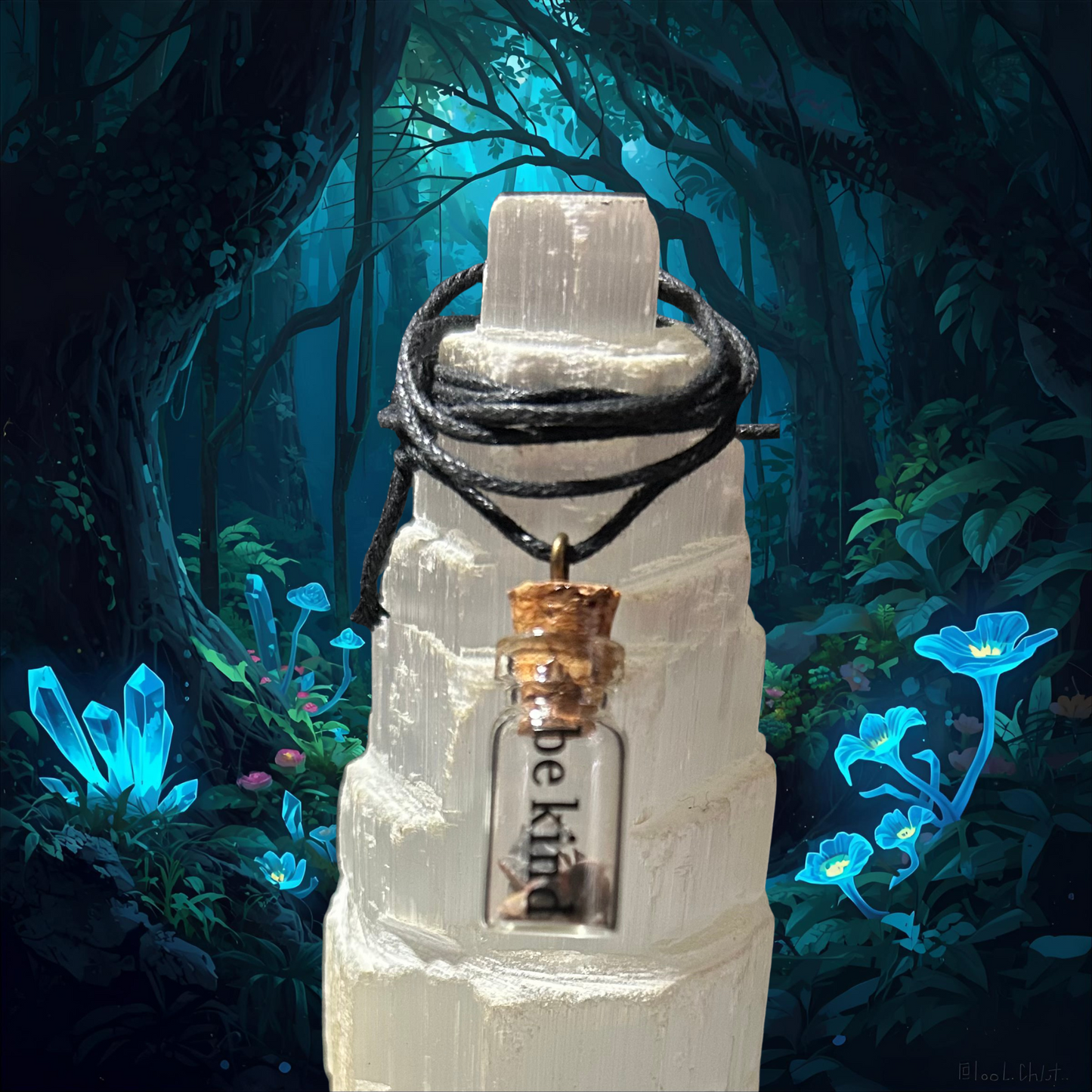 Black Onyx Crystal Jar Necklace