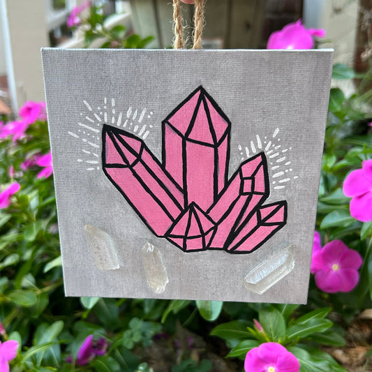Crystal Cluster 5" Painting w/ Clear Quartz