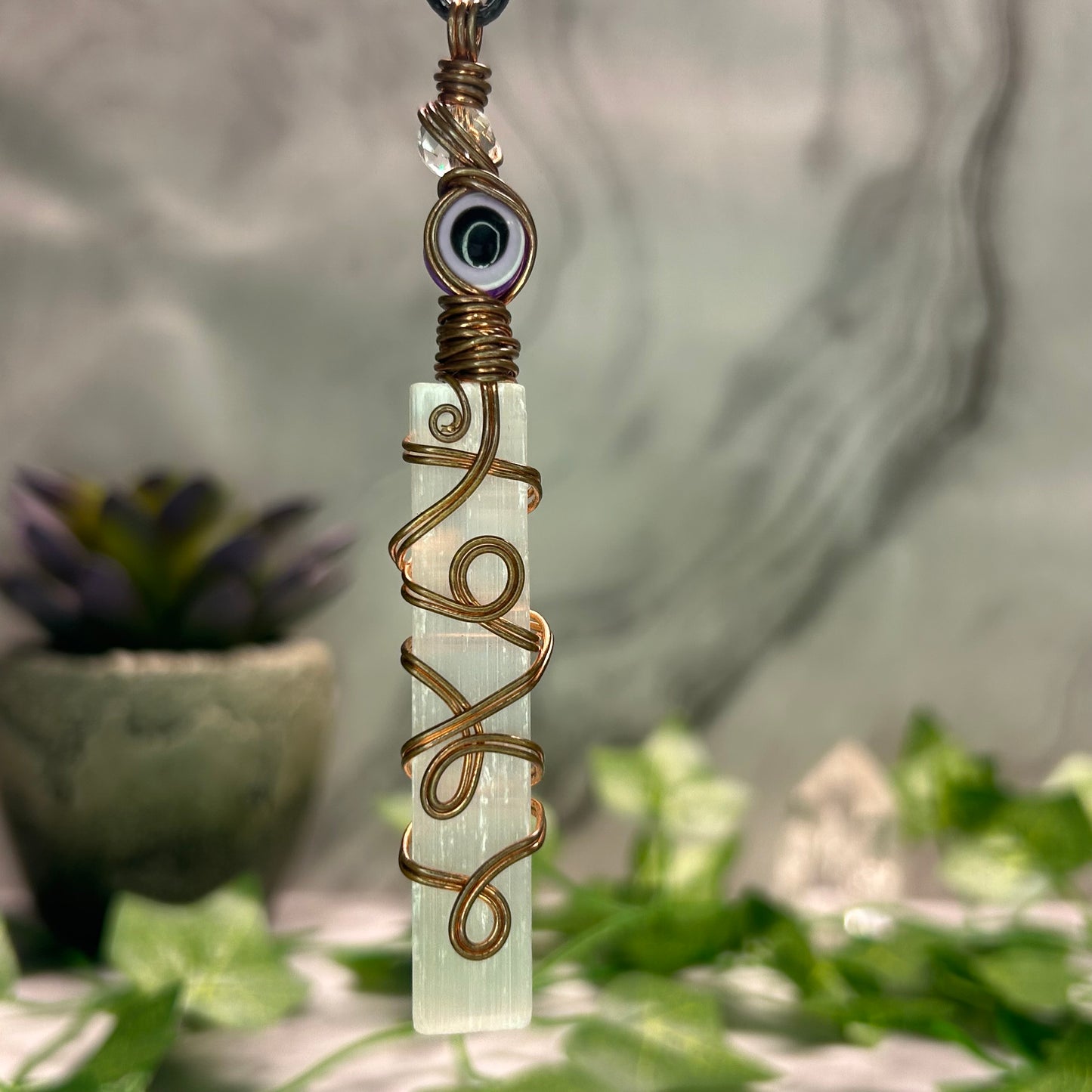 Selenite Evil Eye Necklace