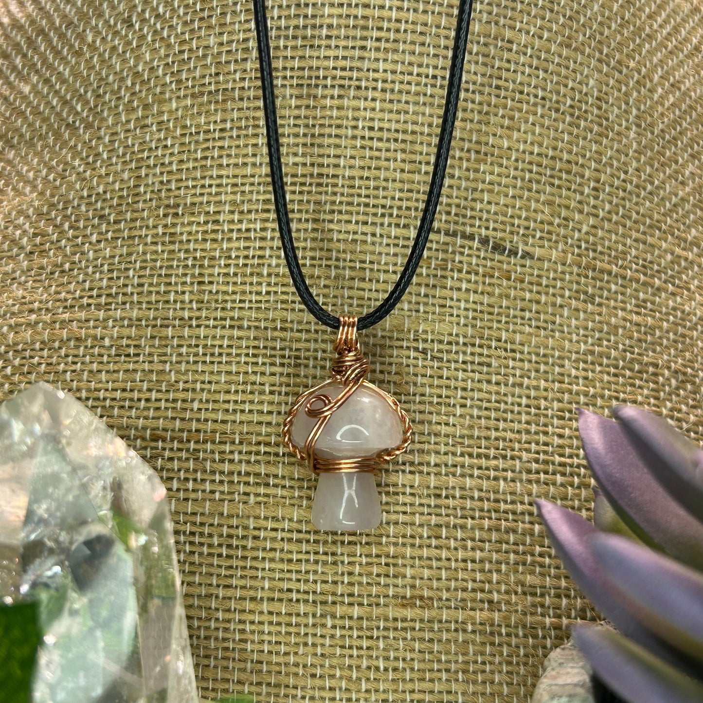 Rose Quartz Mini Mushroom Necklace