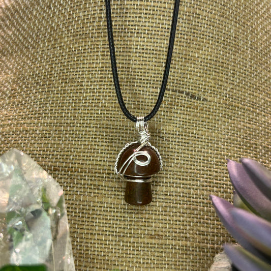 Red Jasper Mini Mushroom Necklace