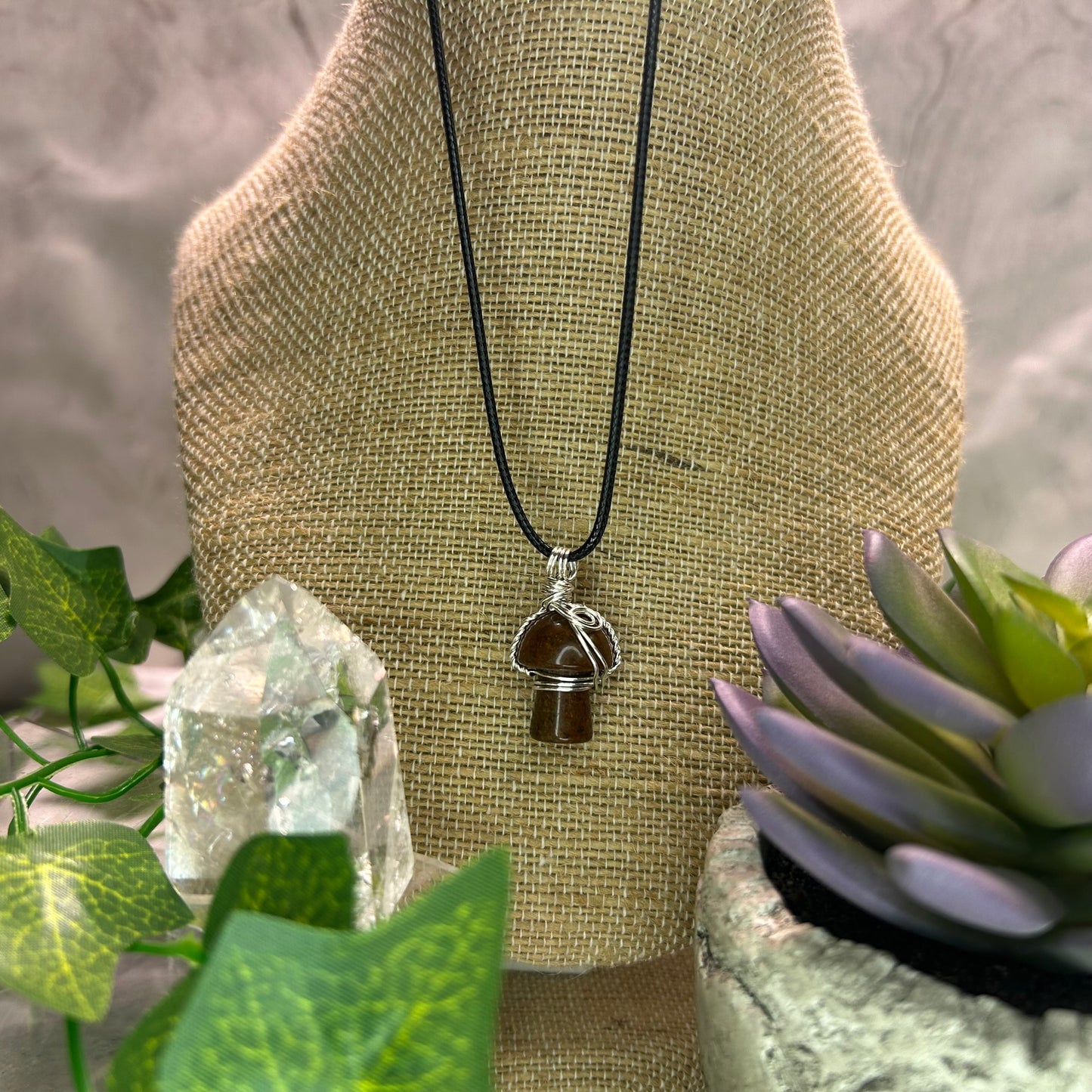 Red Jasper Mini Mushroom Necklace