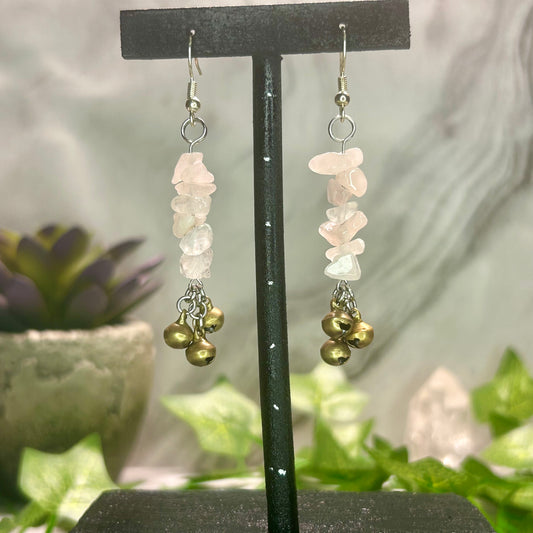 Rose Quartz Spirit Bell Earrings