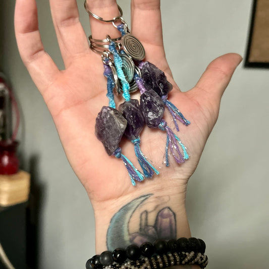Amethyst Keychain Variegated w/ 🌀 Charm