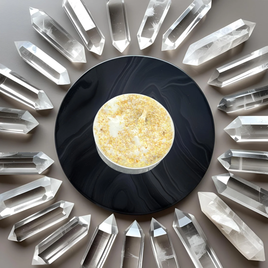 Positivity Crystal Intention Tealight Candle w/ Clear Quartz