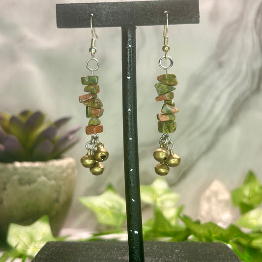Unakite Spirit Bell Earrings