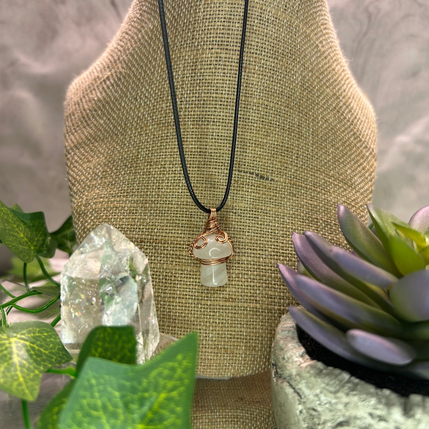 Clear Quartz Mini Mushroom Necklace