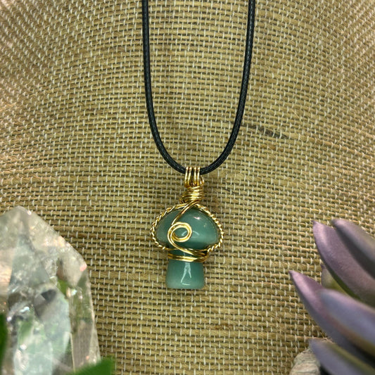 Green Aventurine Mini Mushroom Necklace