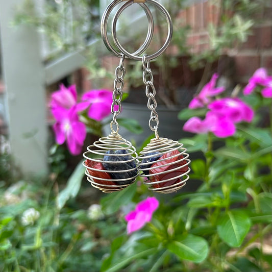 Focus Keychain - Sodalite & Red Jasper