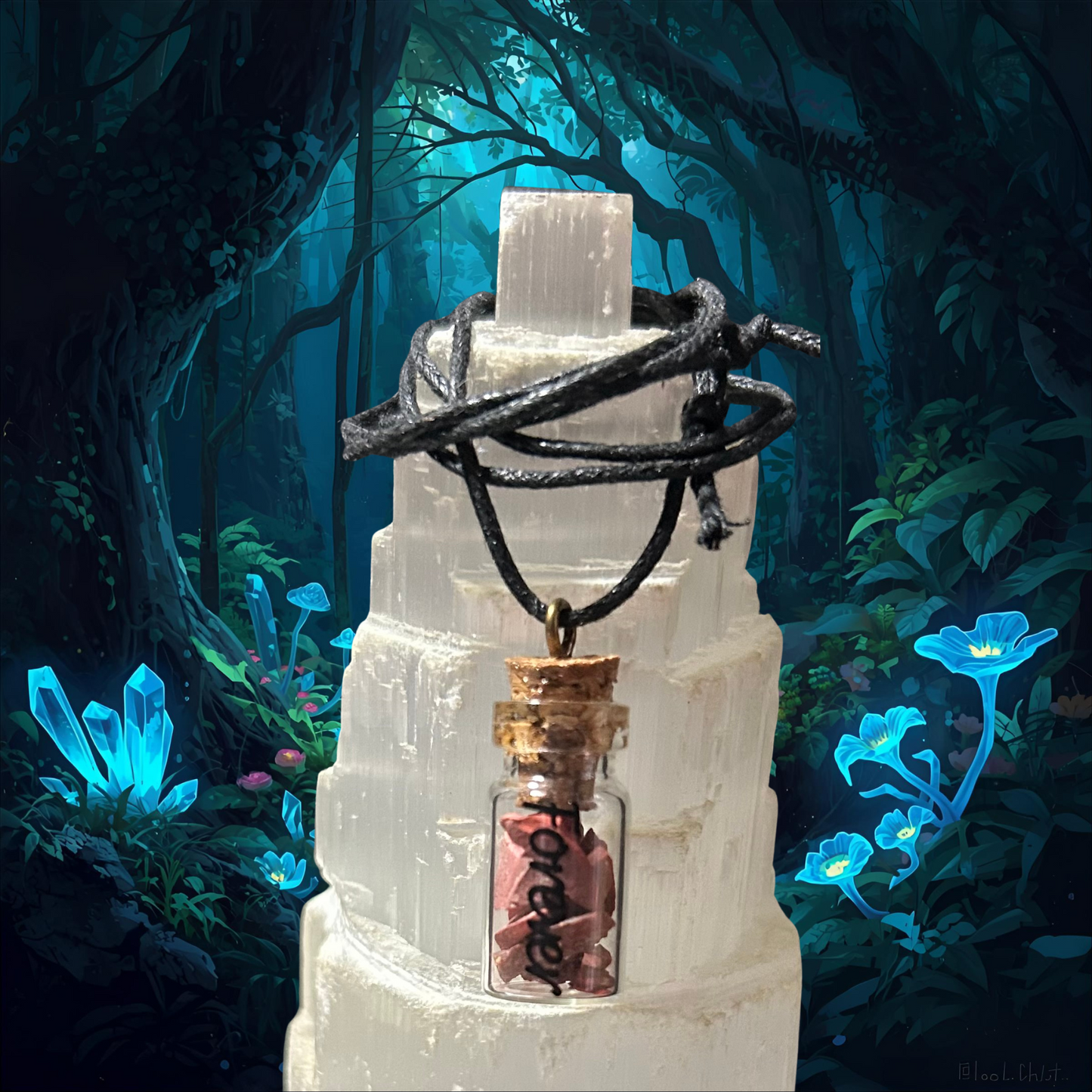 Red Jasper Crytal Jar Necklace