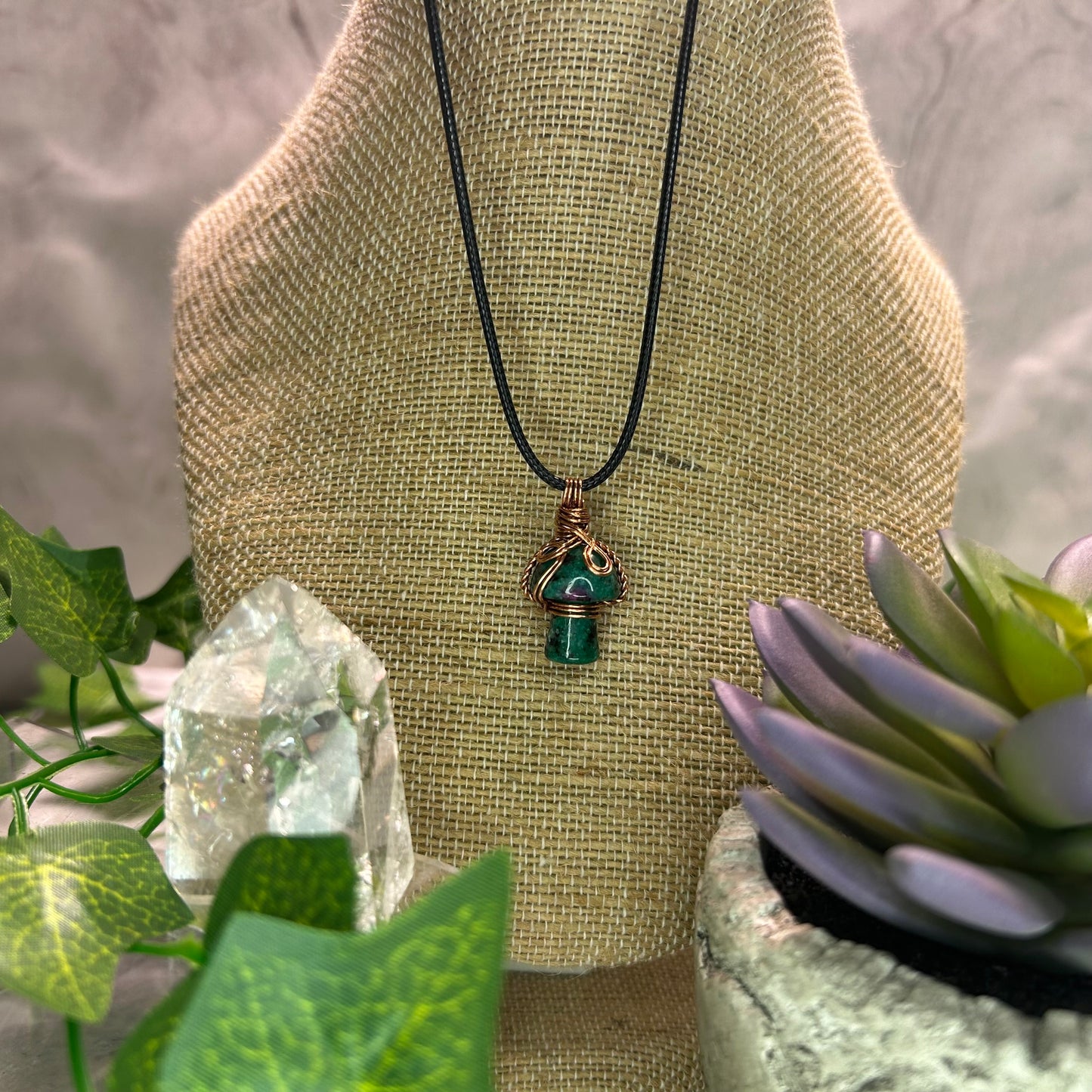 Ruby in Zoisite Mini Mushroom Necklace