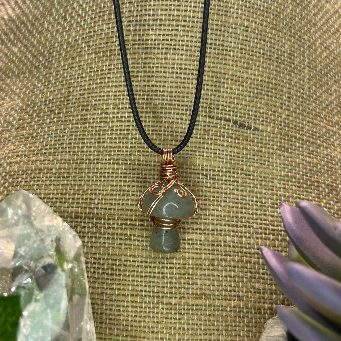 Labradorite Mini Mushroom Necklace