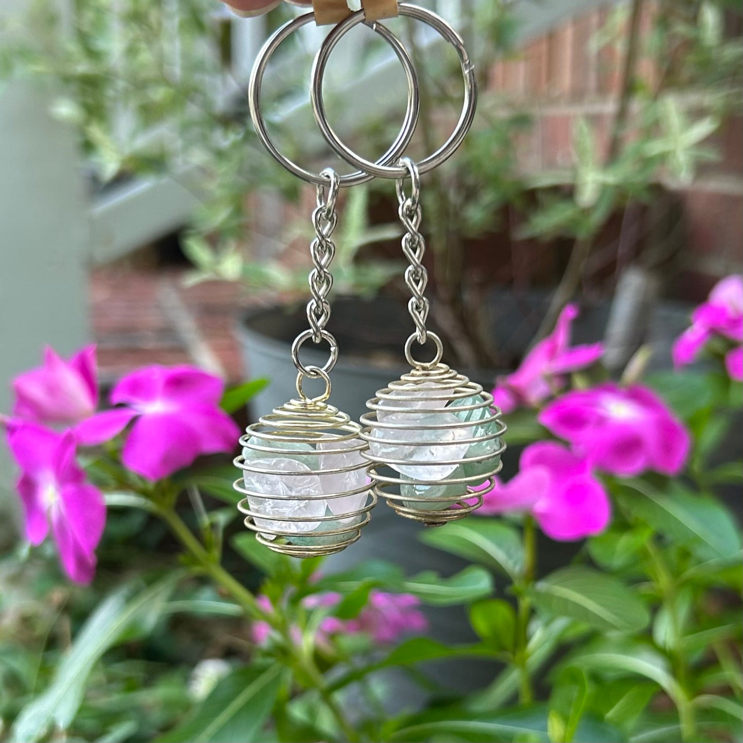 Prosperity Keychain - Green Aventurine & Rose Quartz