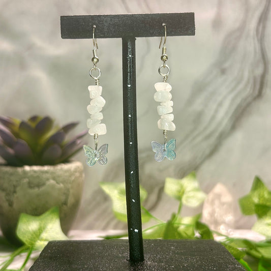 White Jade Butterfly Earrings