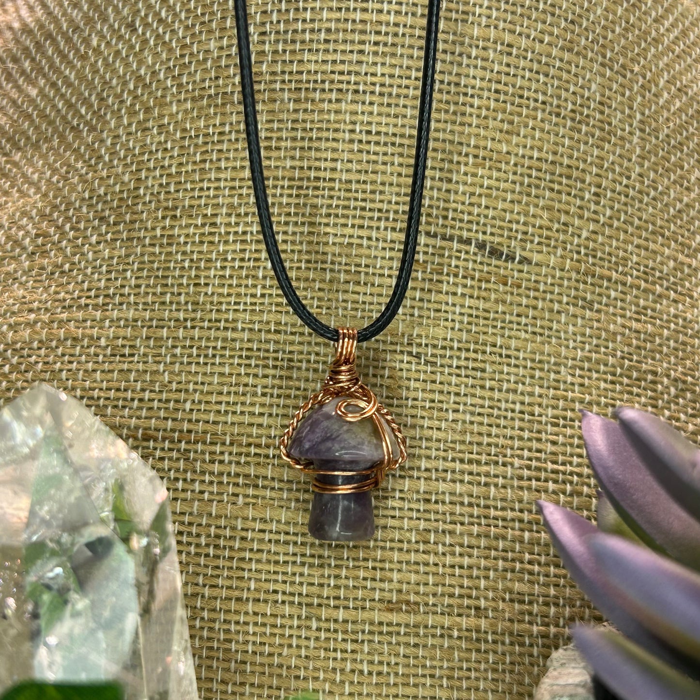 Amethyst Mini Mushroom Necklace