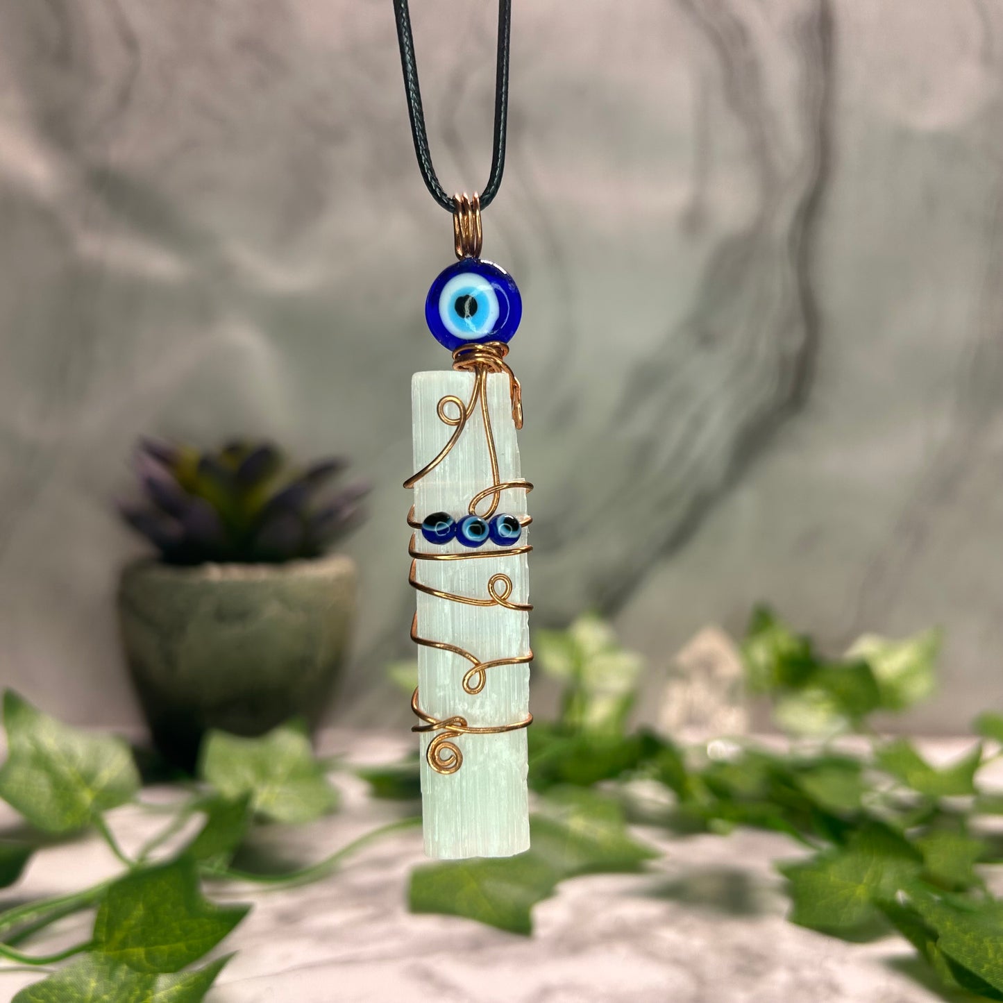 Selenite Evil Eye Necklace