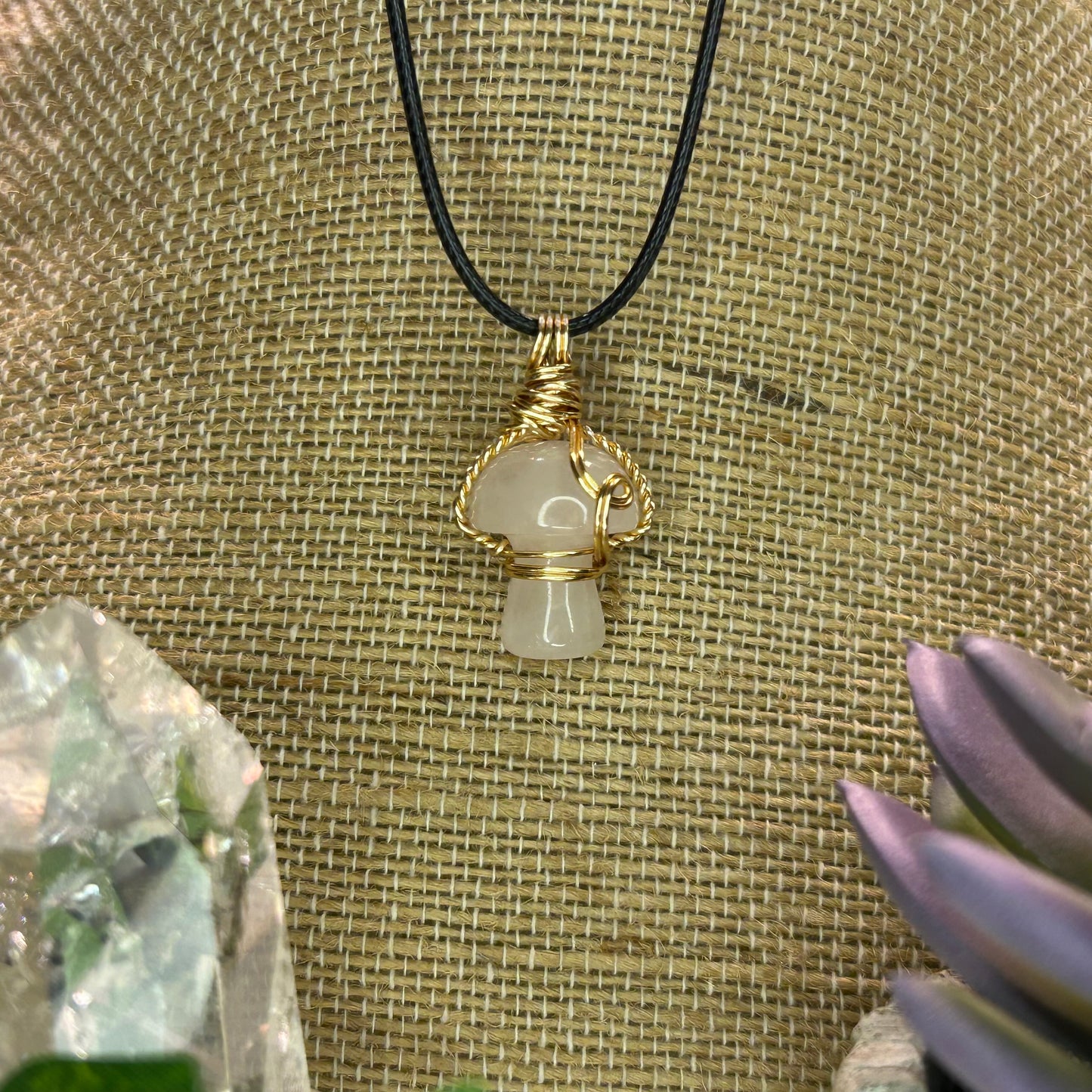 Rose Quartz Mini Mushroom Necklace