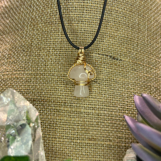 Rose Quartz Mini Mushroom Necklace