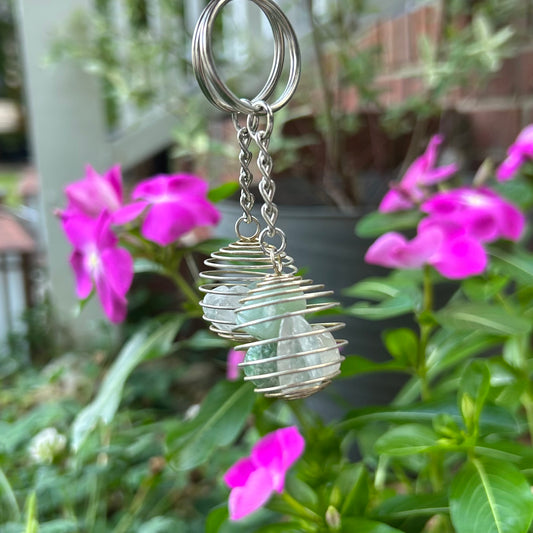 Energy Keychain - Clear Quartz & Green Aventurine