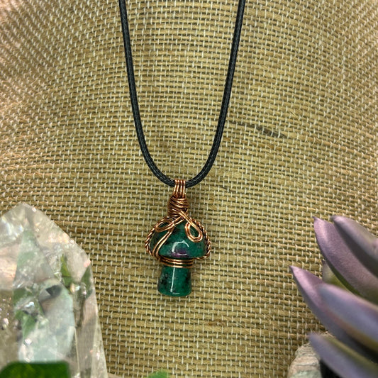 Ruby in Zoisite Mini Mushroom Necklace
