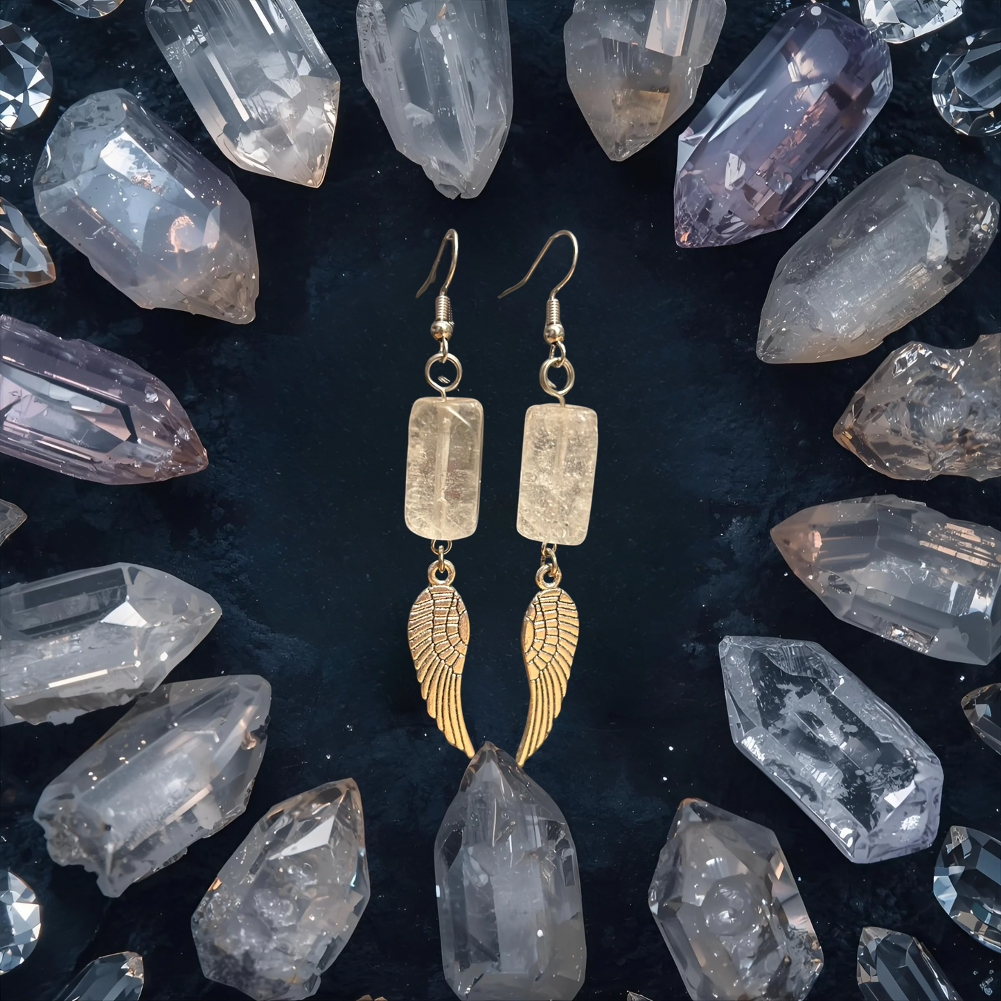 Clear Quartz w/ Angel Wing Charms