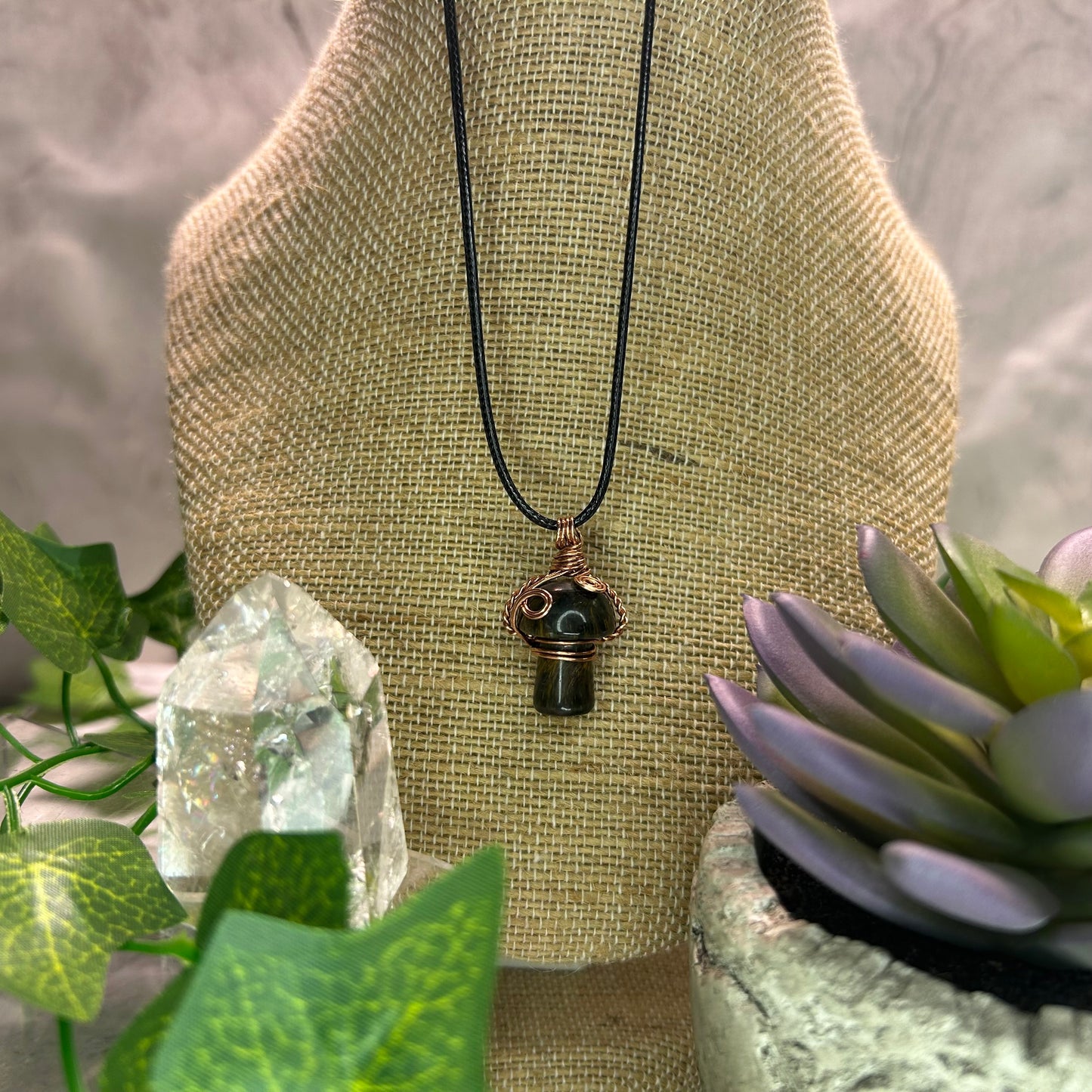 Tiger’s Eye Mini Mushroom Necklace