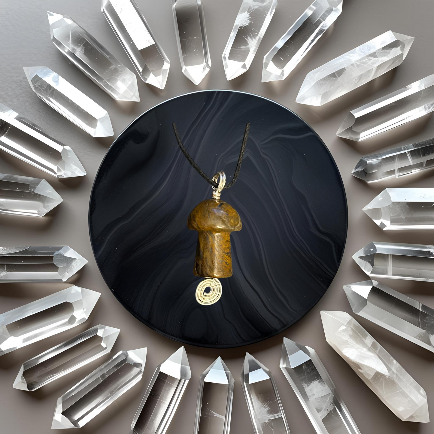 Tiger's Eye Mini-Mushroom Necklaces