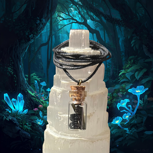 Black Tourmaline Crystal Jar Necklace