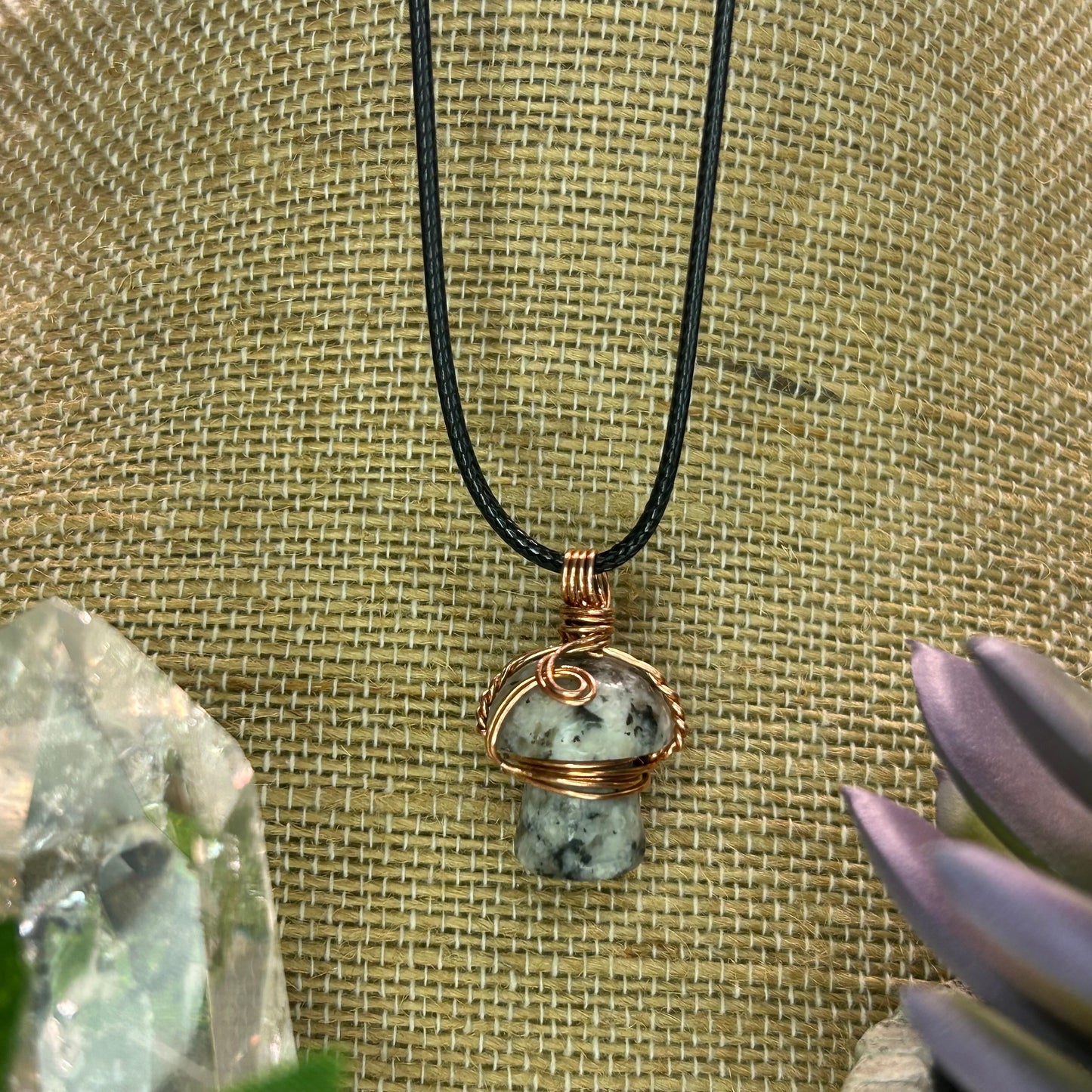 Rainbow Moonstone Mini Mushroom Necklace