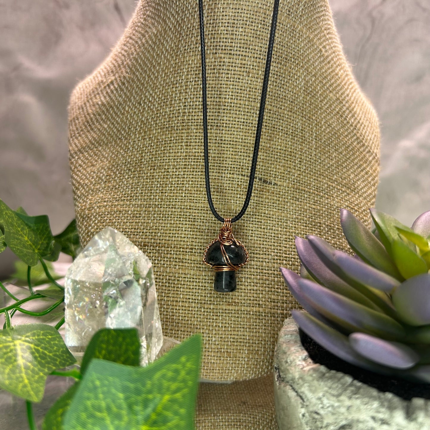 Larkivite Mini Mushroom Necklace