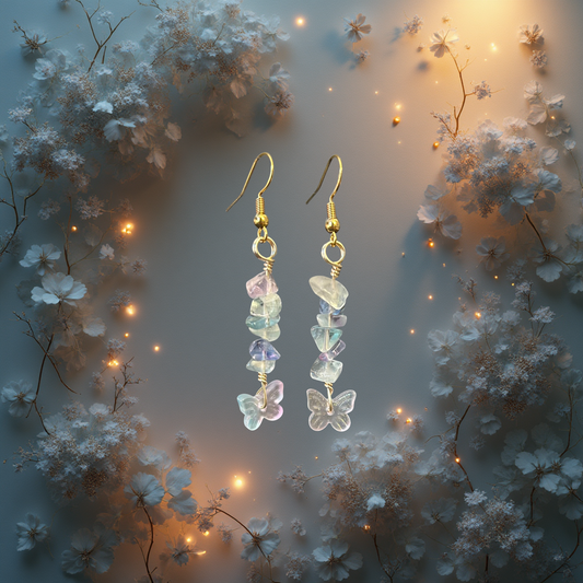 Rainbow Fluorite Butterfly Earrings