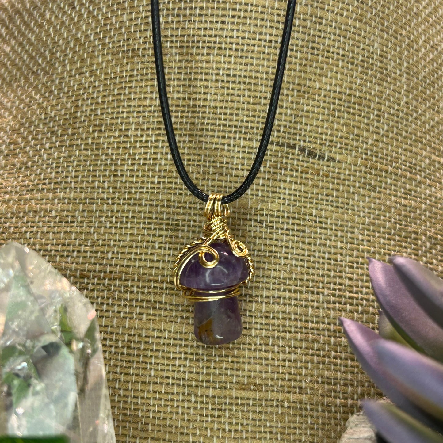 Amethyst Mini Mushroom Necklace