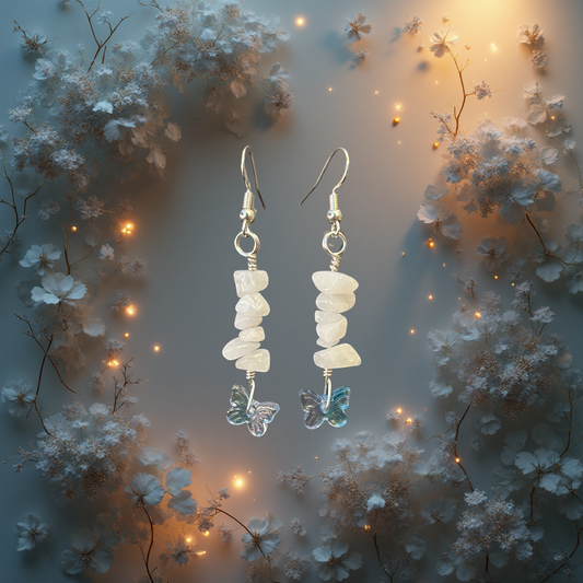 White Jade Butterfly Earrings