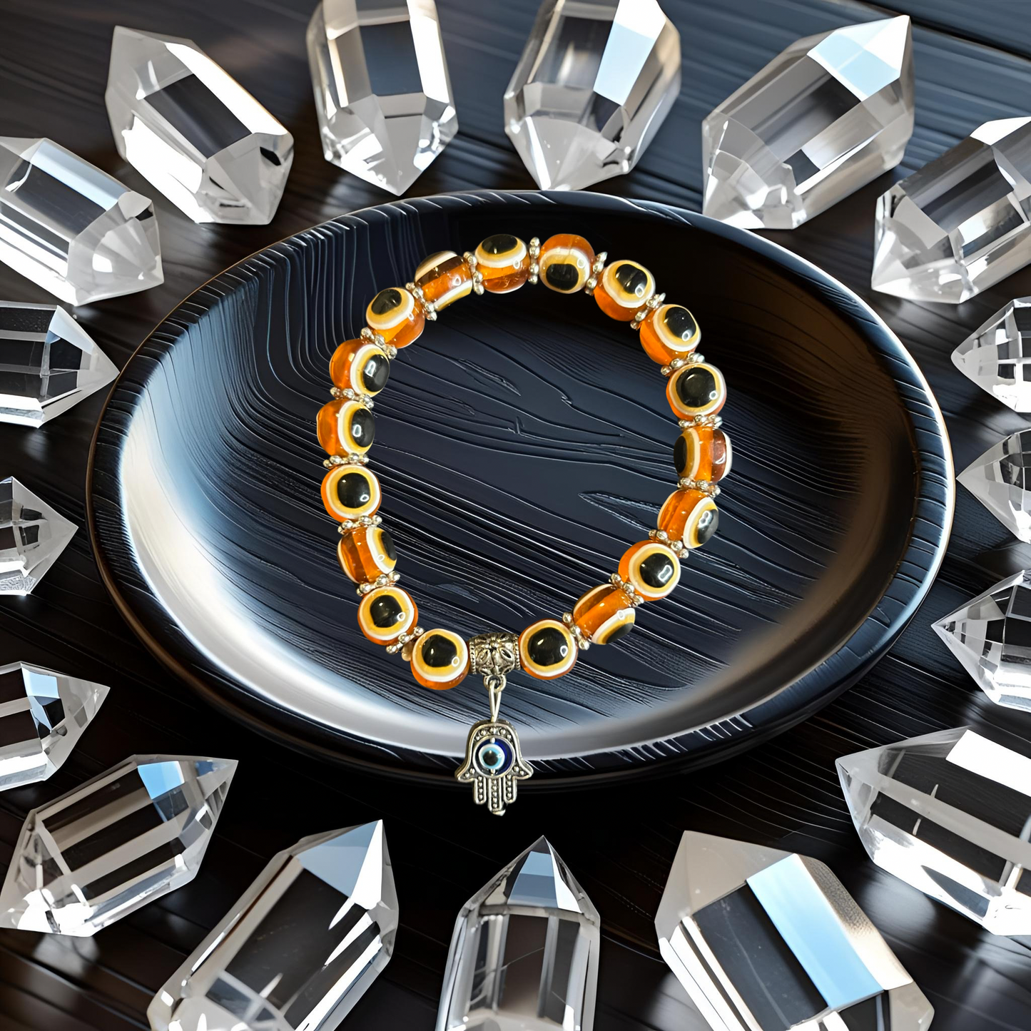 Evil Eye Bracelet - Orange w/ Hamsa