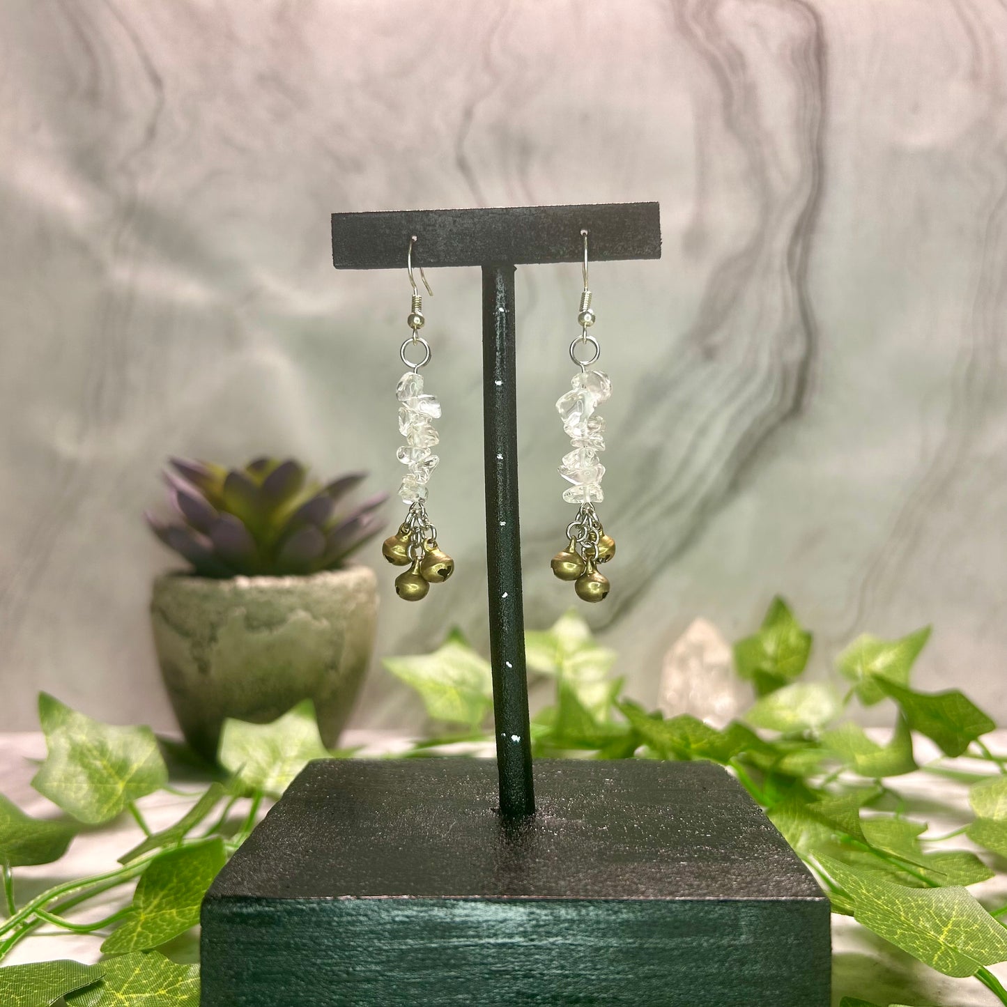 Clear Quartz Spirit Bell Earrings