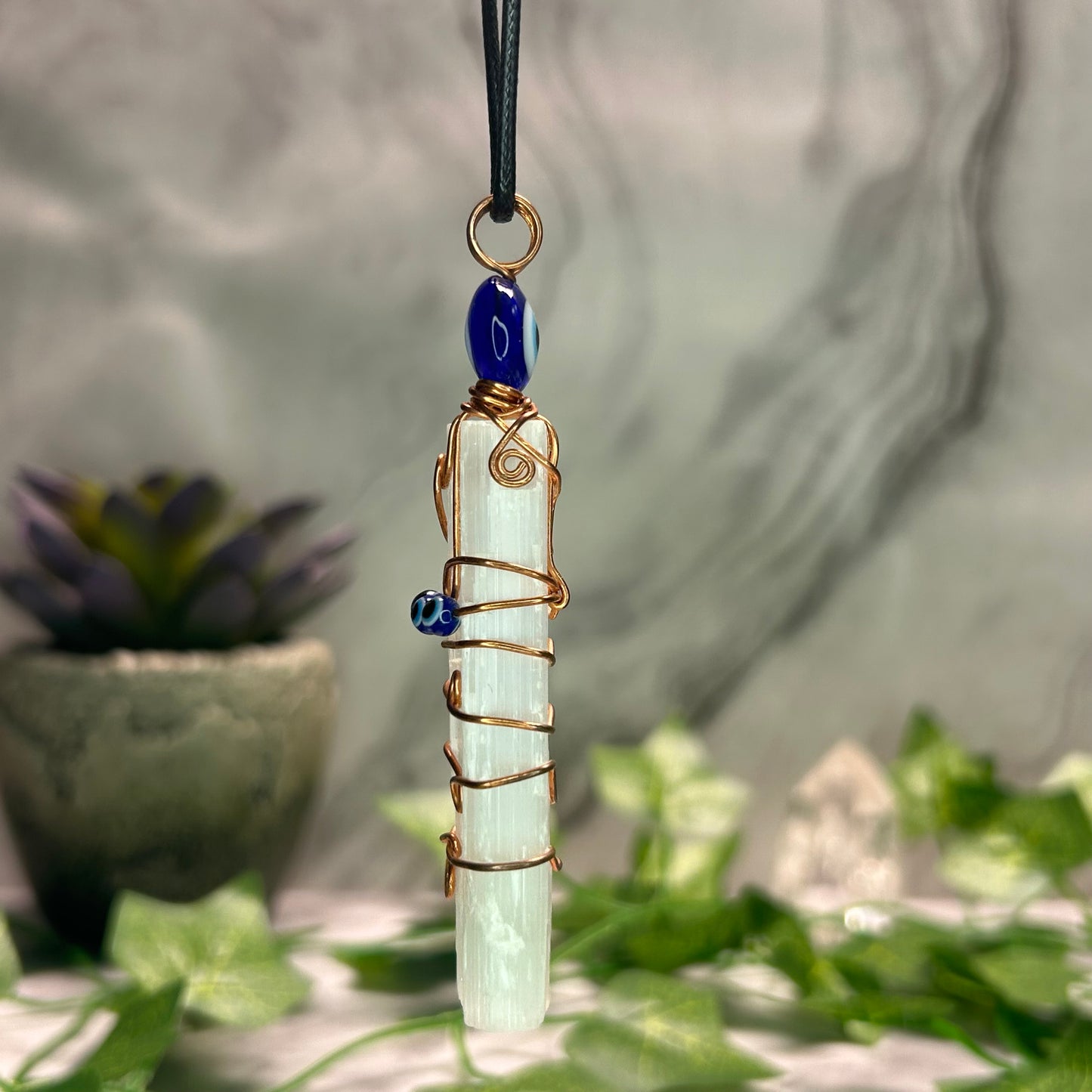 Selenite Evil Eye Necklace