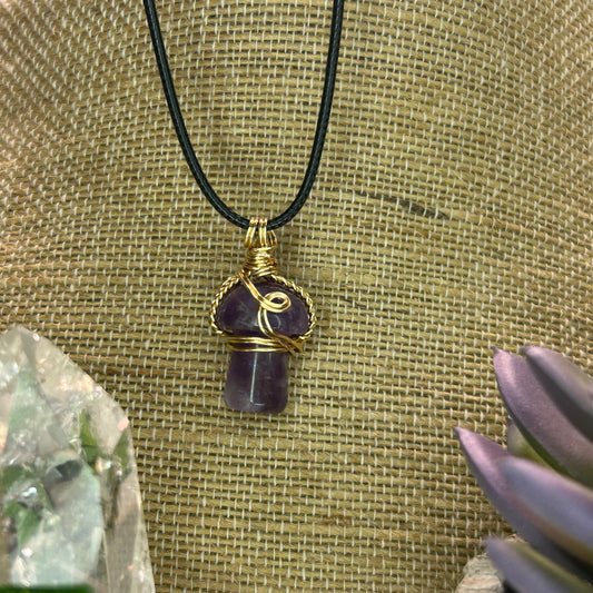 Amethyst Mini Mushroom Necklace